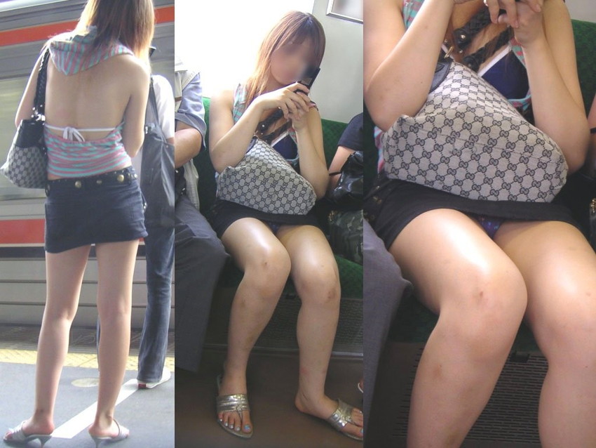 【電車内パンチラ】電車で対面に座ったパンチラ女子から視線が外せない！ 18