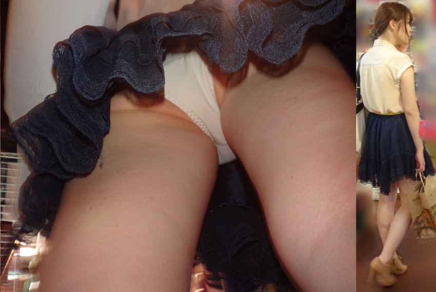 【パンチラ逆さ撮りエロ画像】女の子の直下からスカートの中身を盗撮したったｗｗ 07